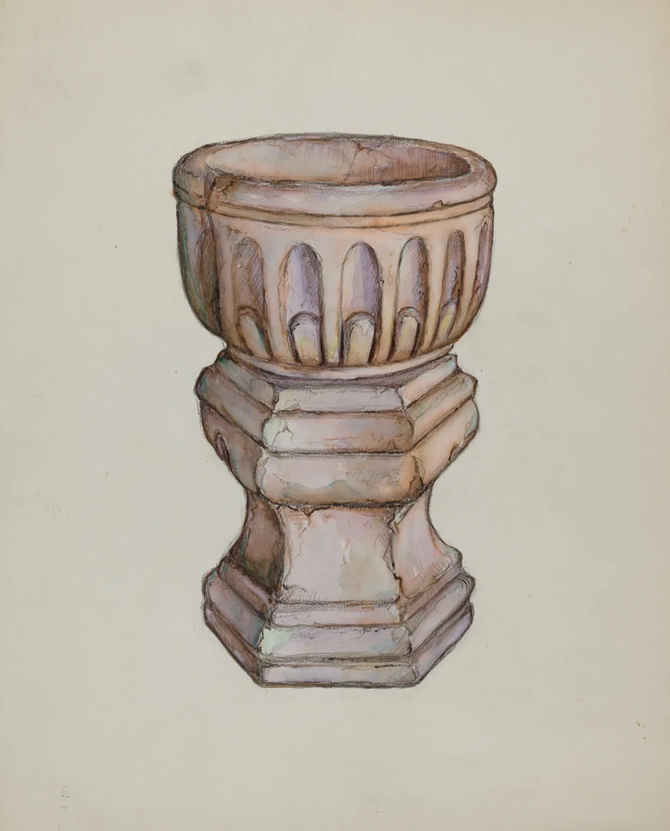 Stone Baptismal Font by George Seideneck, index of american design, 1936