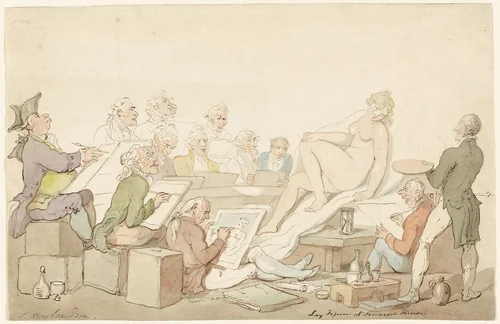 Lay Figure at Somerset House by Thomas Rowlandson, painting, 1822-1827