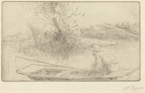 Along the Thames (Sur la Tamise) by Alphonse Legros, print, 1837-1911