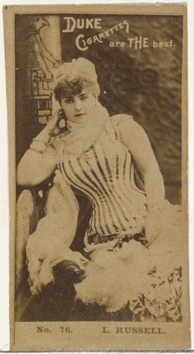 Card Number 76, Lillian Russell, from the Actors and Actresses series (N145-6) issued by Duke Sons & Co. to promote Duke Cigarettes by W. Duke, Sons & Co., photograph, 1880-1889