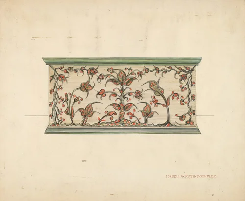 Small Decorated Box (front view) by Isabella Ruth Doerfler, index of american design, 1937