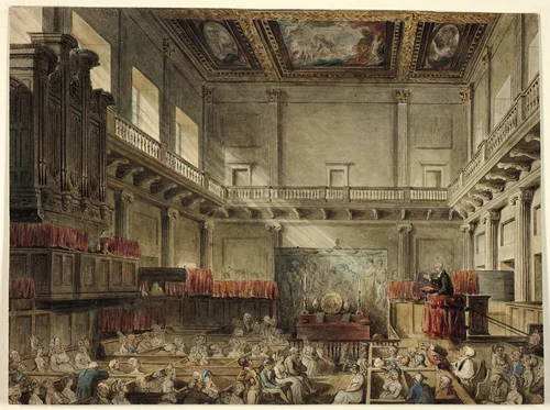 Study for Royal Chapel, Whitehall, in Micocosm of London by Augustus Charles Pugin
Thomas Rowlandson, painting, 1807-1810