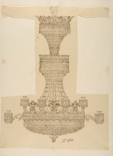 Design for a Chandelier by anonymous, drawing, 1800-1899