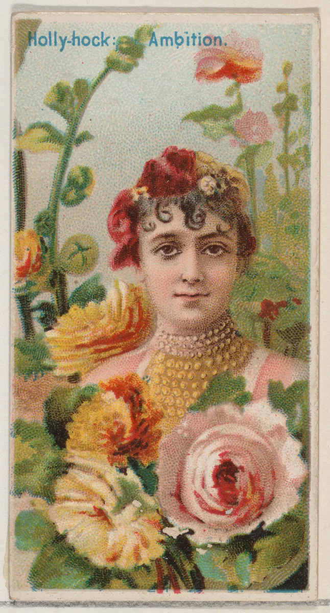 Hollyhock: Ambition, from the series Floral Beauties and Language of Flowers (N75) for Duke brand cigarettes by American Tobacco Company, print, 1892
