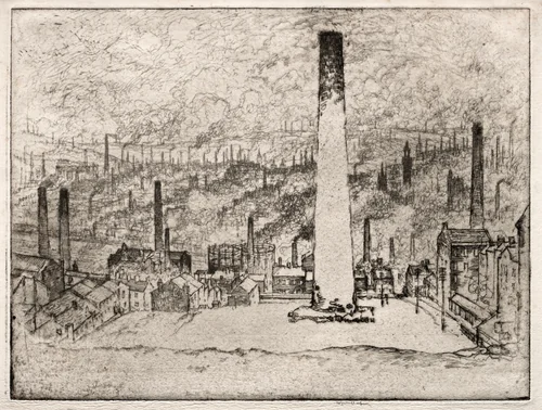The Great Chimney, Bradford by Joseph Pennell, print, 1909