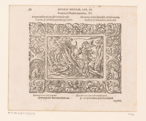 Apollo doodt Coronis by Virgilius Solis, print, 1569