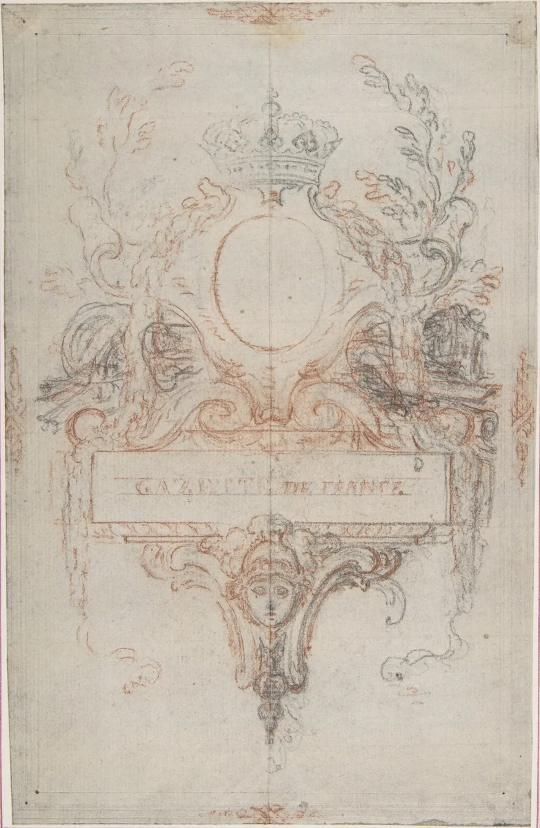 Design for the Headpiece of the "Gazette de France" by Hubert François Gravelot, drawing, 1699-1773