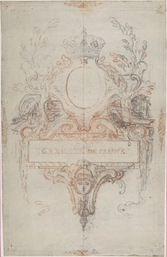Design for the Headpiece of the "Gazette de France" by Hubert François Gravelot, drawing, 1699-1773