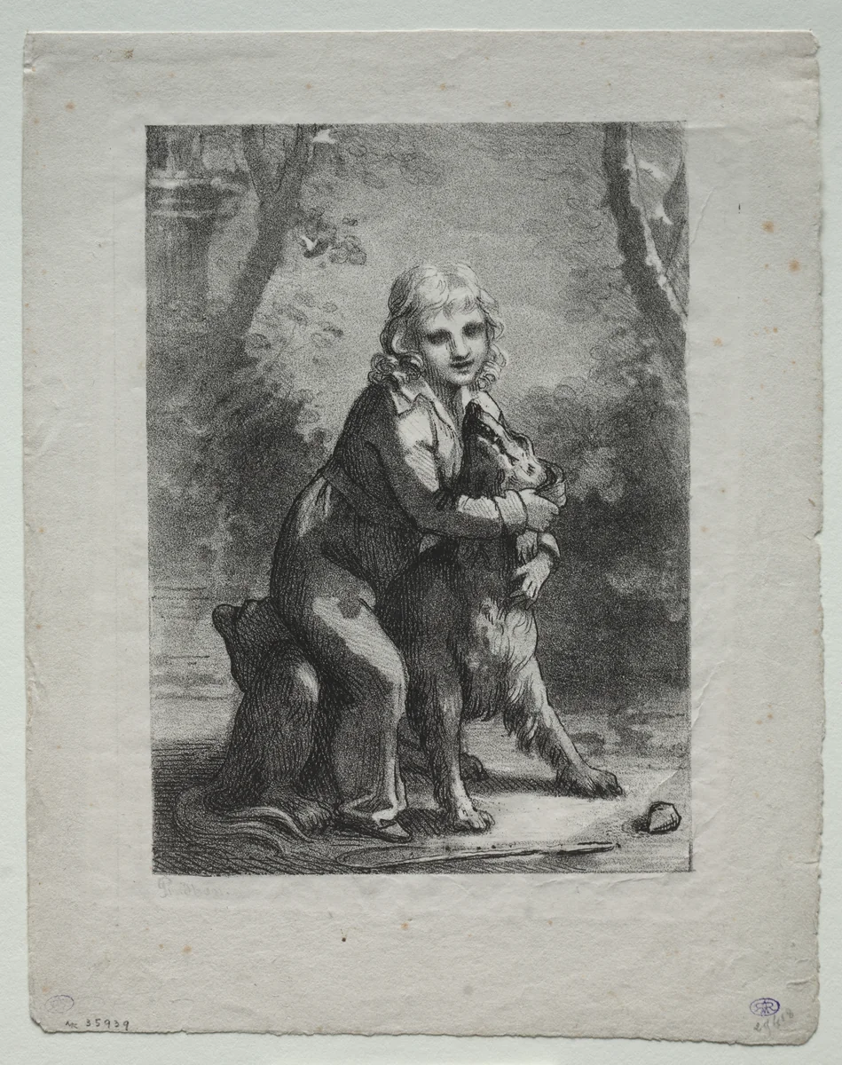 Boy with a Dog by Pierre-Paul Prud'hon, print, 1822