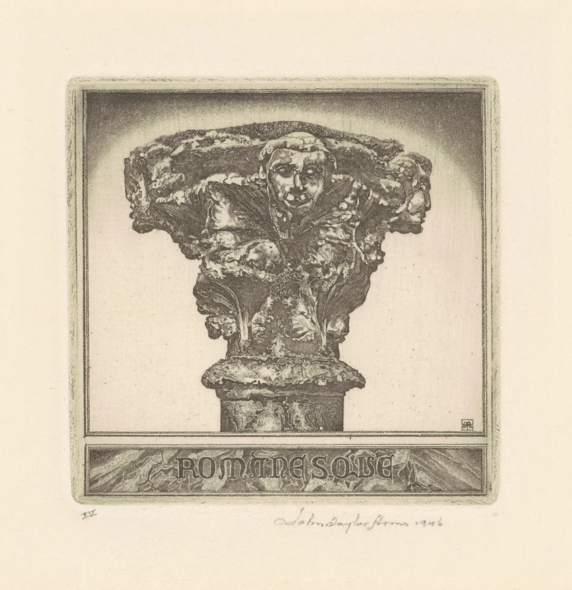 Portrait of a Romanesque Capital by John Taylor Arms; David Strang, print, 1946