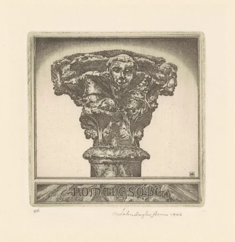 Portrait of a Romanesque Capital by John Taylor Arms; David Strang, print, 1946