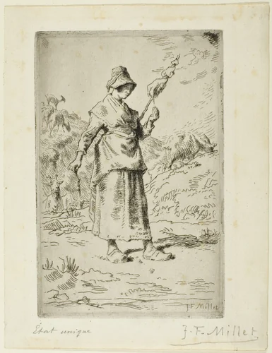 The Spinner by Jean-François Millet, print, 1868-1869