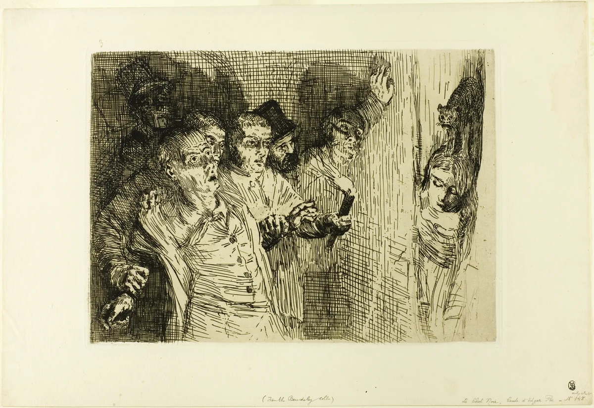 The Black Cat by Alphonse Legros, print, 1862