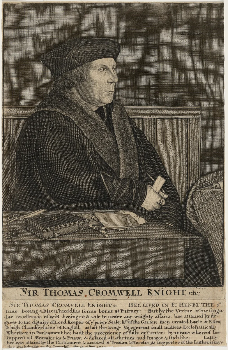 Sir Thomas Cromwell by Wenceslaus Hollar; Hans Holbein the Elder, print, 1607-1677