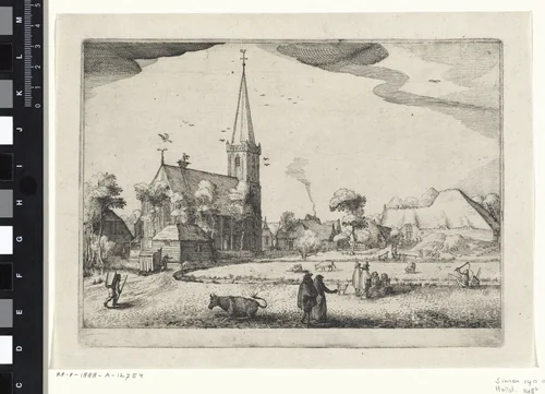 Gezicht op Diemen by Claes Jansz Visscher, print, 1612-1652