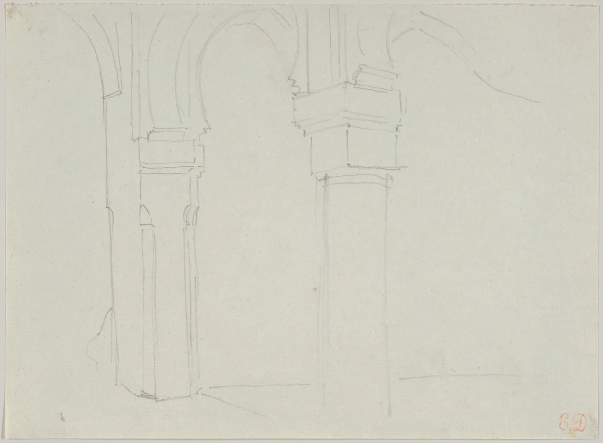 Study of a Moorish Arcade, Spain by Eugène Delacroix, drawing, 1832