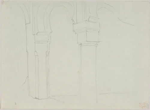 Study of a Moorish Arcade, Spain by Eugène Delacroix, drawing, 1832
