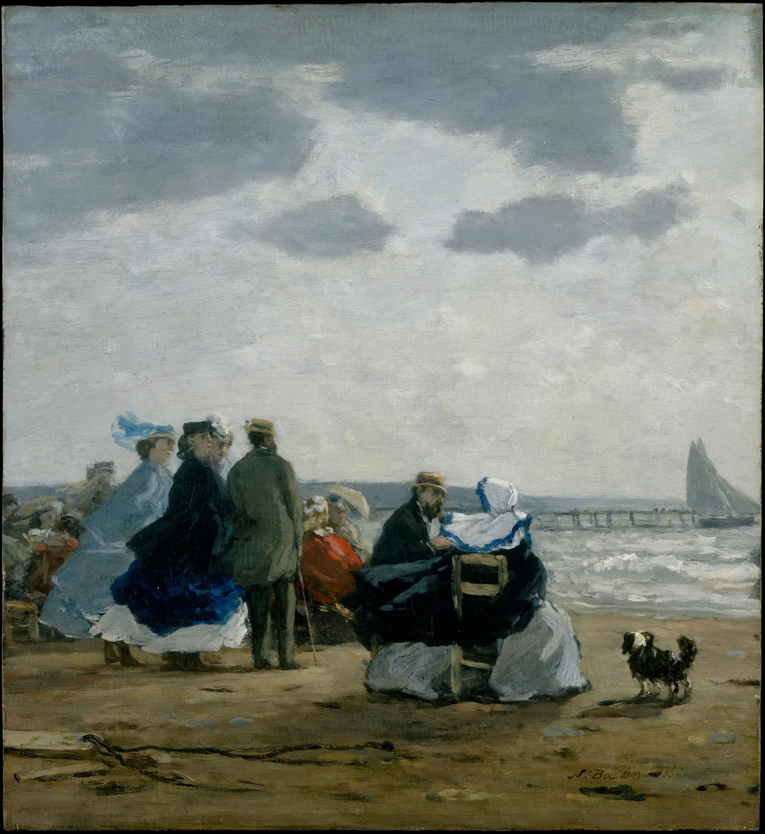 On the Beach, Dieppe by Eugène Boudin, painting, 1864