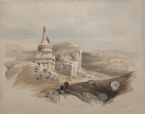 Absalom's Pillar, Valley of Jehoshaphat by David Roberts, print, 1839