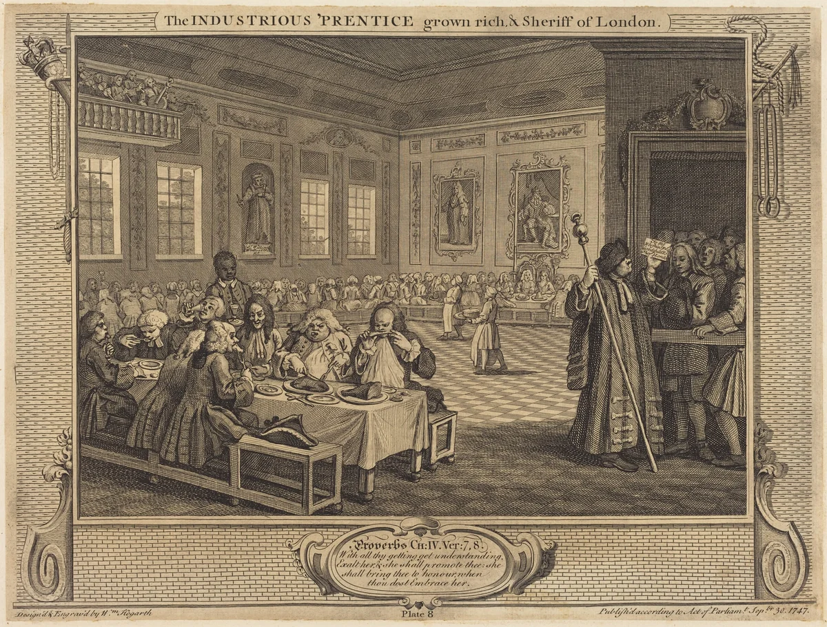 The Industrious 'Prentice grown rich & Sheriff of London by William Hogarth, print, 1747