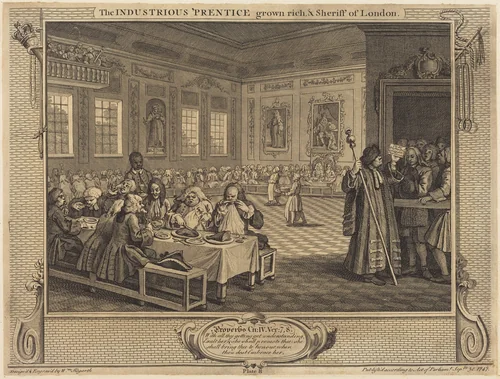The Industrious 'Prentice grown rich & Sheriff of London by William Hogarth, print, 1747