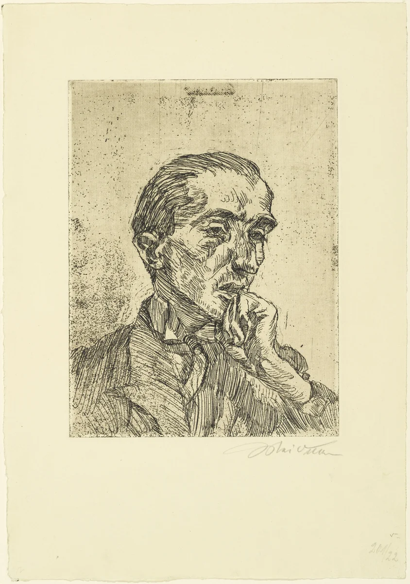 Portrait of Pianist Walter Kaempfer (I) (Bildnis Pianist Walter Kloepfer [I]) by Ludwig Meidner, print, 1921