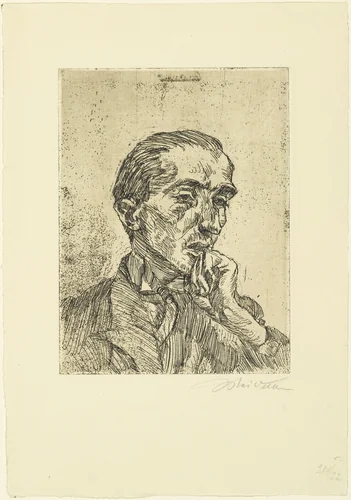 Portrait of Pianist Walter Kaempfer (I) (Bildnis Pianist Walter Kloepfer [I]) by Ludwig Meidner, print, 1921
