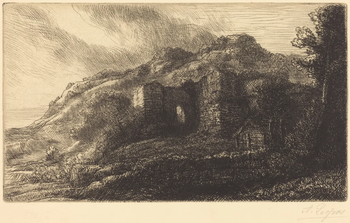 Ruins of a Chateau (Les ruines du chateau) by Alphonse Legros, print, 1837-1911