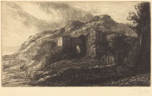 Ruins of a Chateau (Les ruines du chateau) by Alphonse Legros, print, 1837-1911