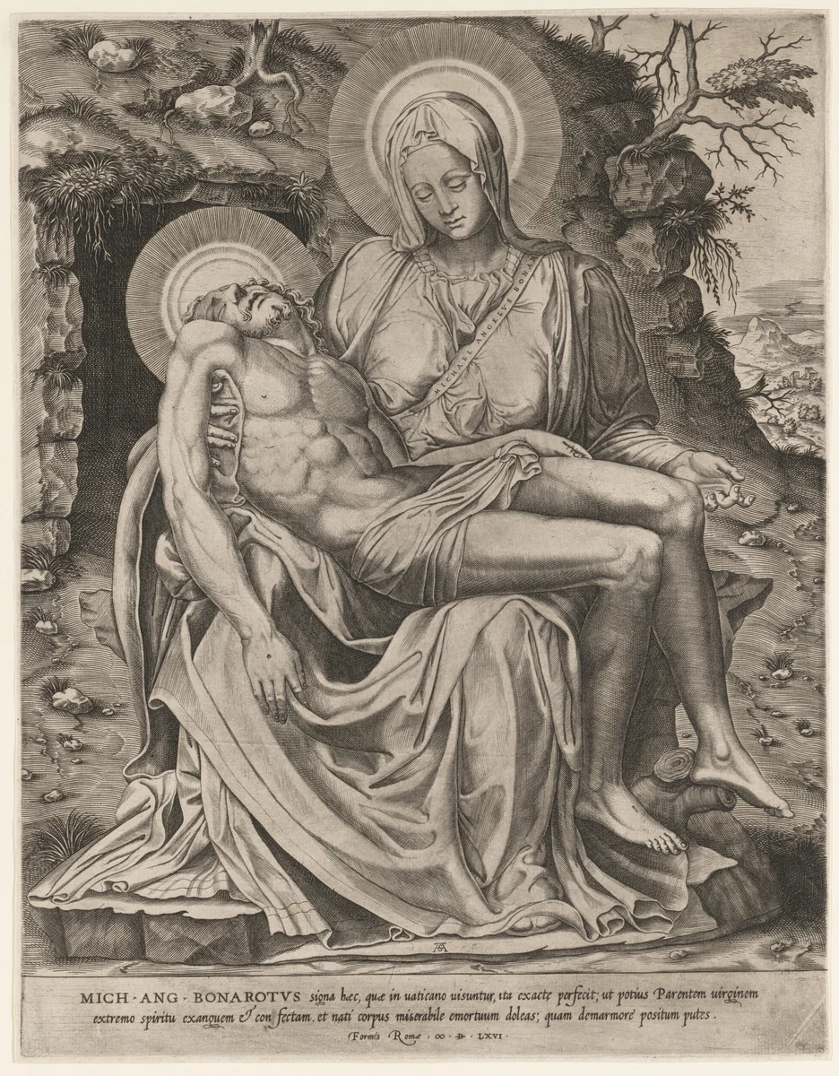 Vatican Pietà by Adamo Scultori, print, 1566
