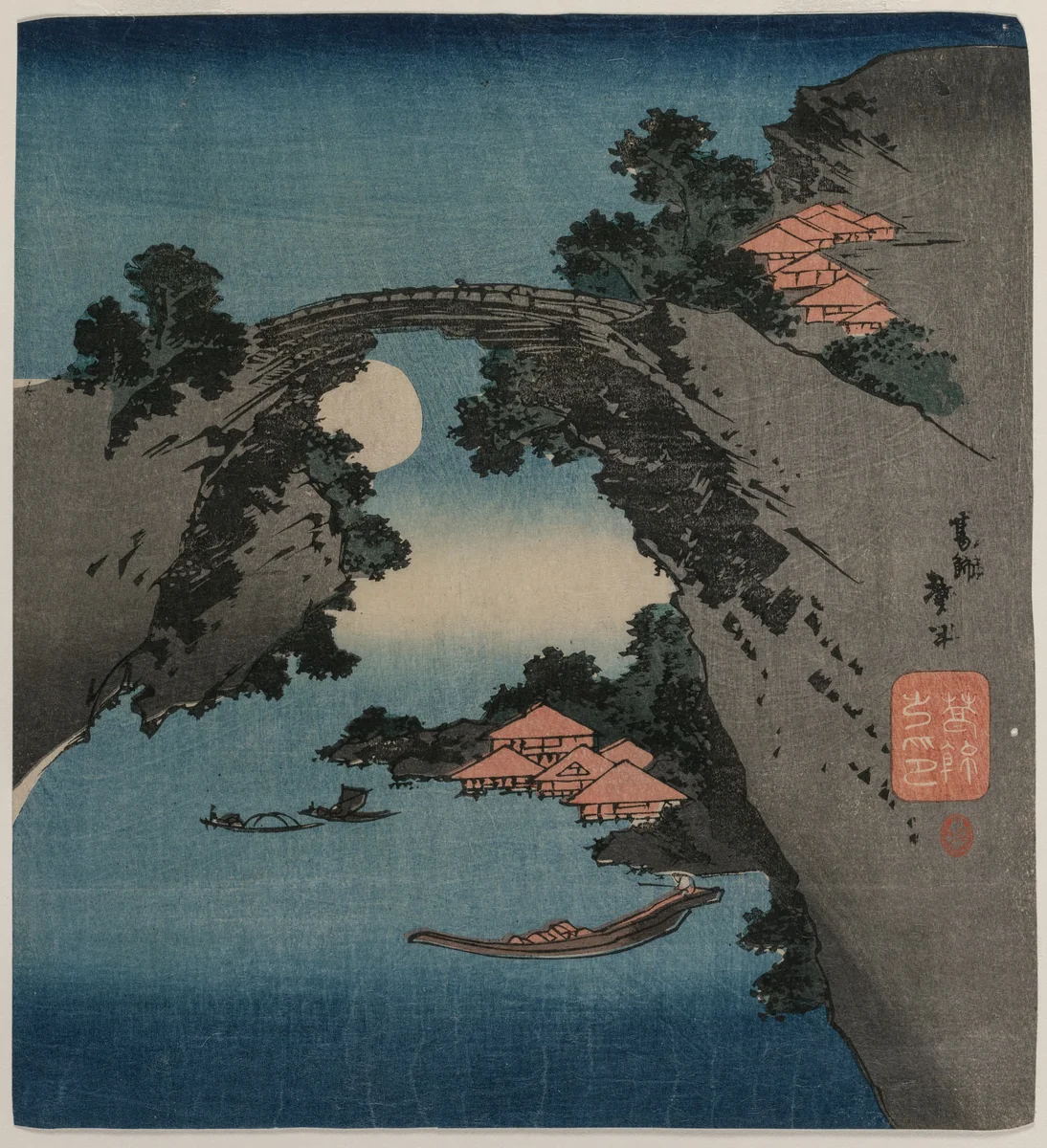 The Monkey Bridge by Katsushika Taito II, print, 1830-1834