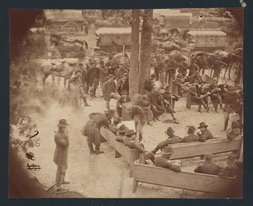 General Grant's Council of War, Massaponax Church, Virginia by Timothy O'Sullivan, photograph, 1864