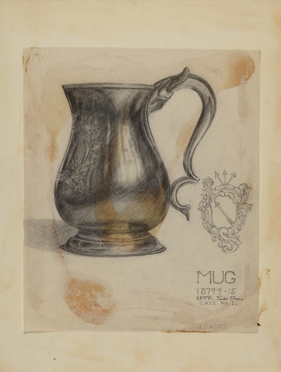 Silver Mug by Herman Bader, index of american design, 1935-1942