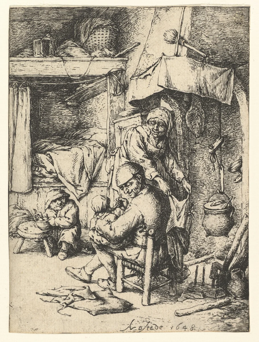 The Pater Familias by Adriaen van Ostade, print, 1648