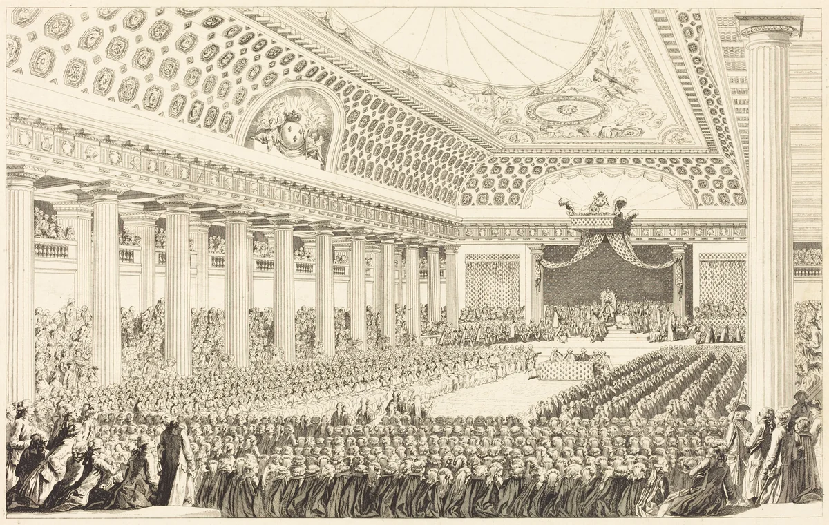 Ouverture des Etats-Généraux à Versailles, le 5 mars 1789 by Antoine-Jean Duclos; Charles Monnet, print, 1793