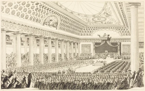 Ouverture des Etats-Généraux à Versailles, le 5 mars 1789 by Antoine-Jean Duclos; Charles Monnet, print, 1793