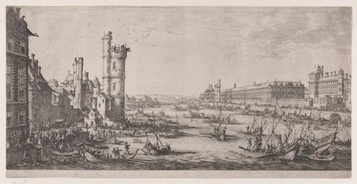 Vue du Louvre (View of the Louvre), from "Les Deux Grandes Vues de Paris" (The Two Large Views of Paris) by Jacques Callot, print, 1625-1635