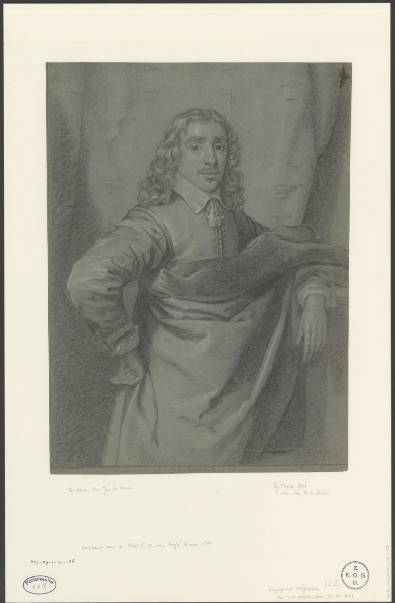 Portret van Jan de Haas by Govert Flinck, drawing, 1630-1670