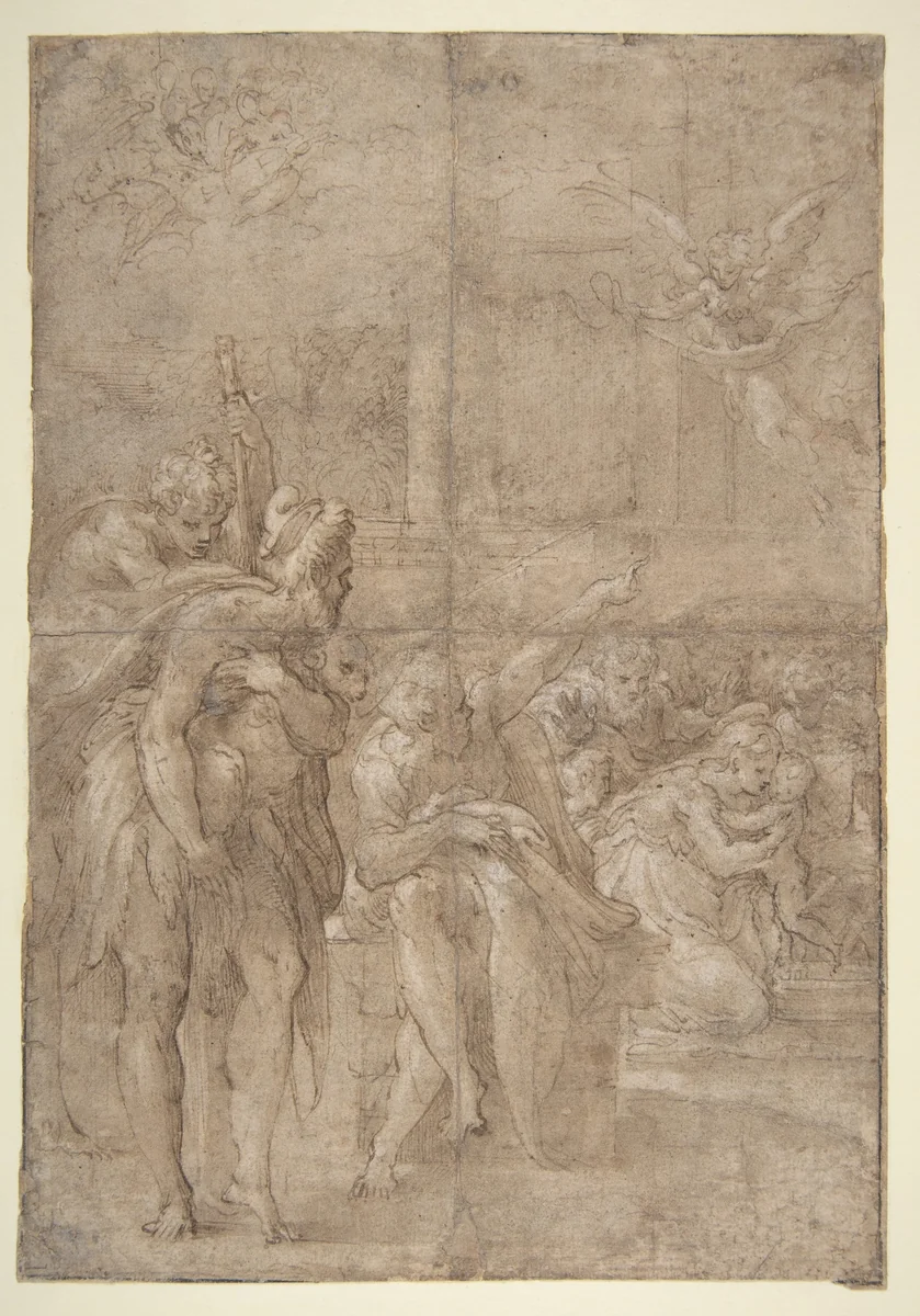 The Adoration of the Shepherds by Parmigianino, drawing, 1524-1527