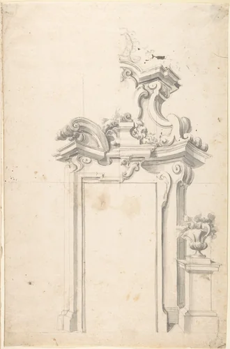 Two Alternate Designs for a Doorway by anonymous, drawing, 1700-1780