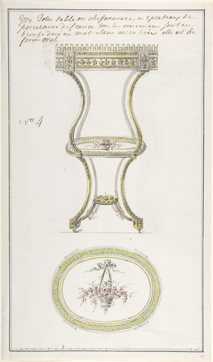 Design for an Occasional Table by anonymous, drawing, 1765-1790