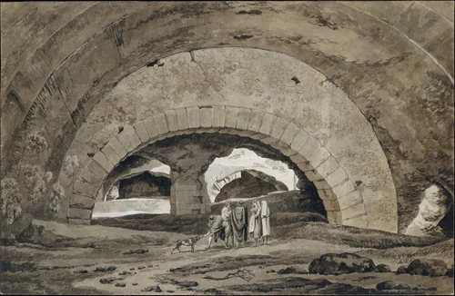 The Interior of the So-called Stables of Maecenas at Tivoli by Hendrik Voogd, drawing, 1793