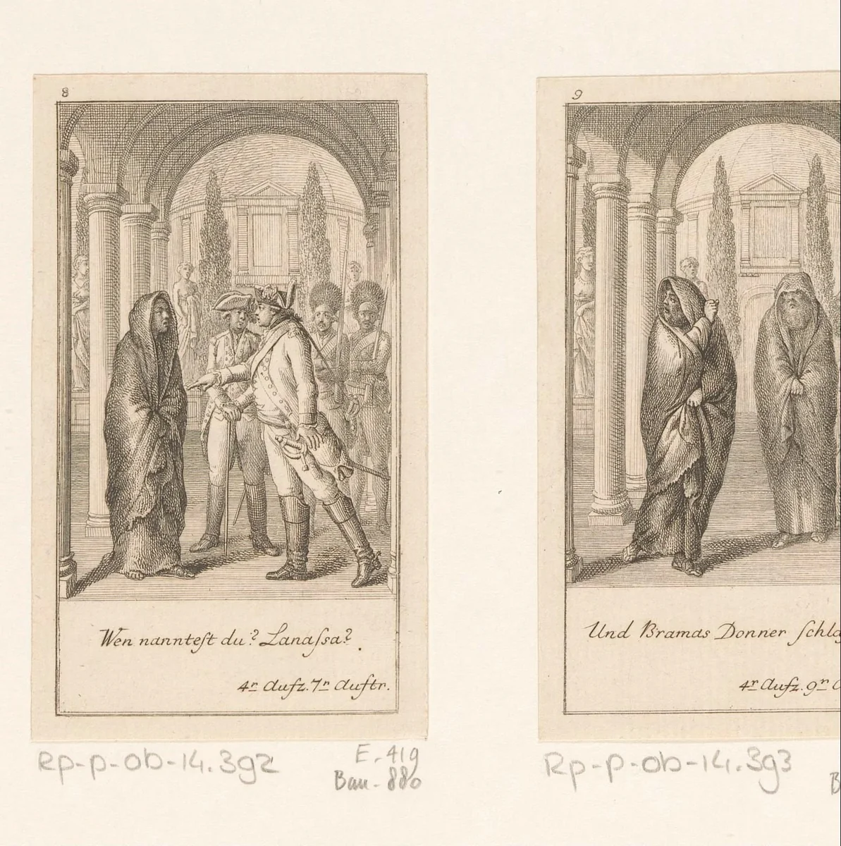 Gesprek tussen de jonge brahmaan en de generaal by Daniel Nikolaus Chodowiecki, print, 1782