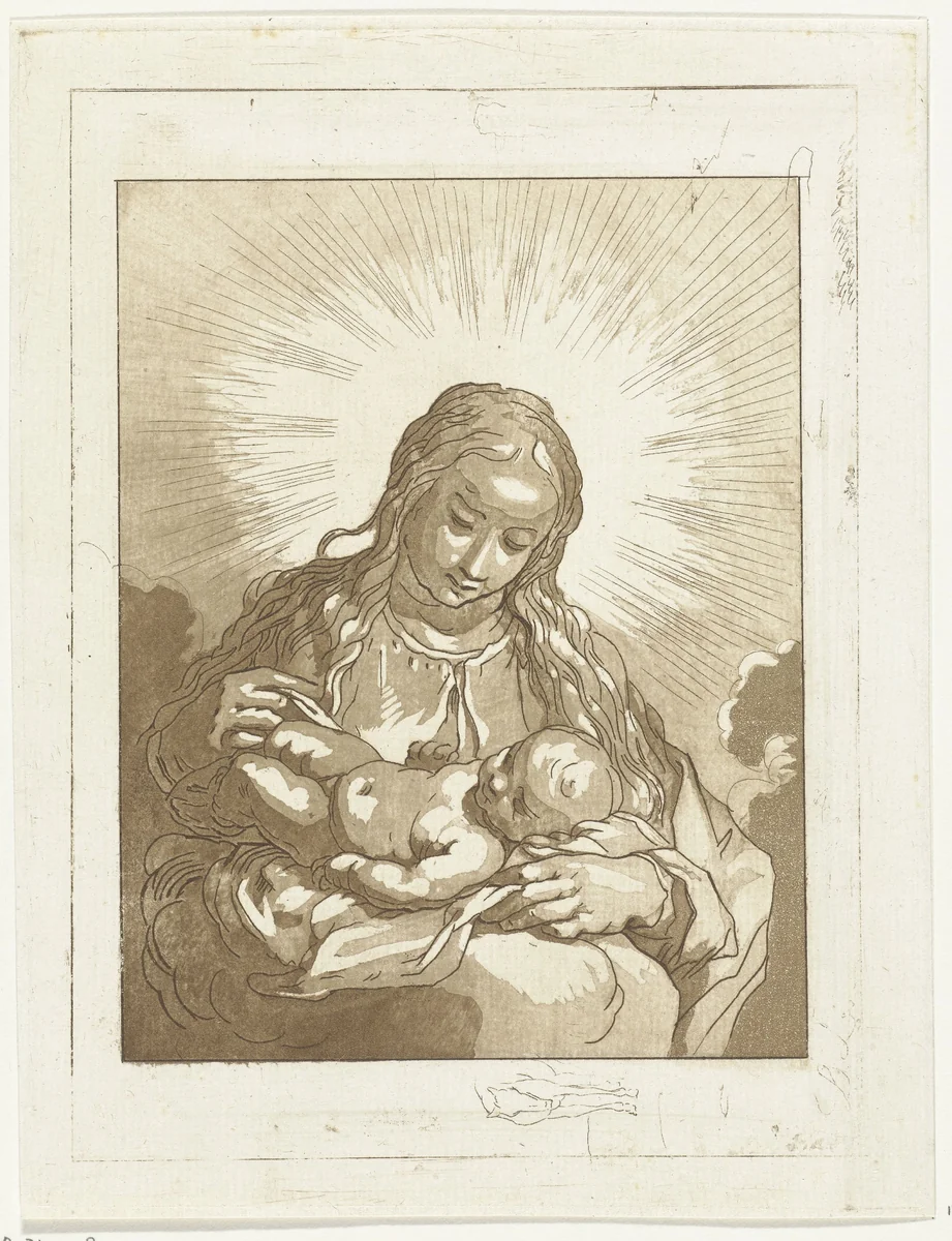 Maria met kind by Anthonie van den Bos, print, 1778-1838