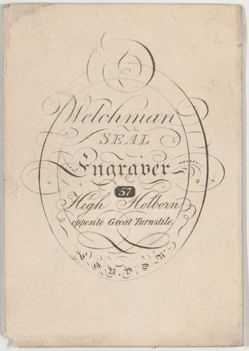 Trade Card for Welchman, seal engraver by anonymous, print, 1800-1850