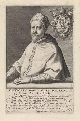 Portret van paus Paulus V by Crispijn van de Passe, print, 1574-1637
