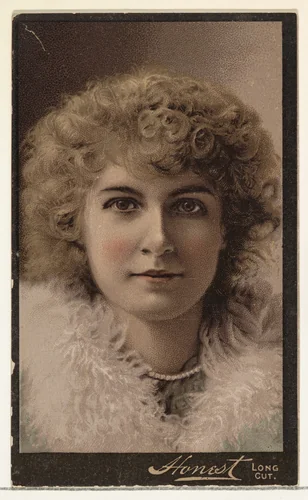 Blonde actress wearing white fur collar, from Stars of the Stage, Third Series (N131) issued by Duke Sons & Co. to promote Honest Long Cut Tobacco by W. Duke, Sons & Co., print, 1891-1892