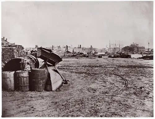 Wharves at Richmond, Virginia by Alexander Gardner, photograph, 1865