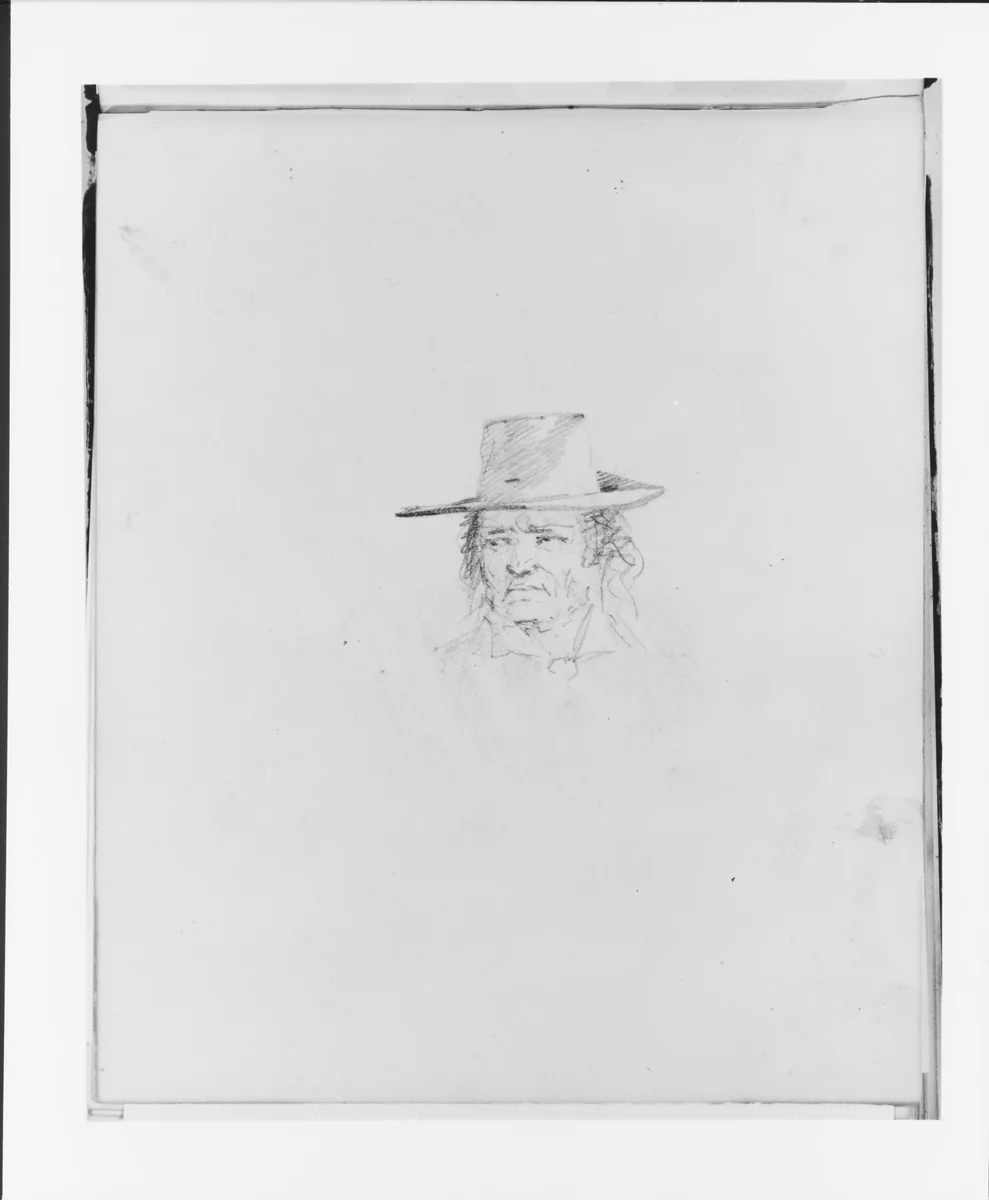 Man Wearing a Hat (from Sketchbook) by Francis William Edmonds, artwork, 1835-1839