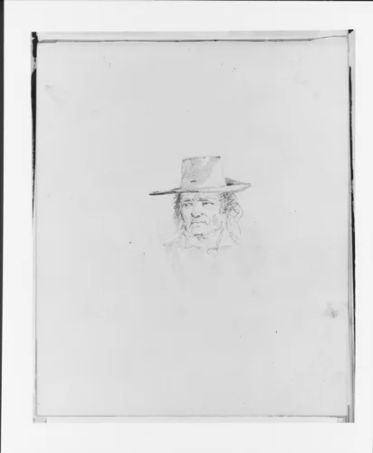Man Wearing a Hat (from Sketchbook) by Francis William Edmonds, artwork, 1835-1839